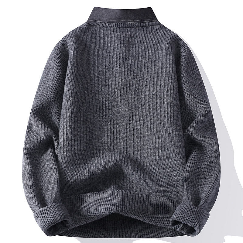 Buddha Stones Winter Black Stand Collar Design Warm Men's Long Sleeve Knitted Sweater - image 2