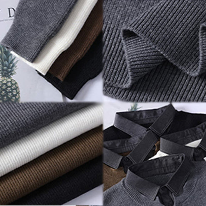 Buddha Stones Winter Black Stand Collar Design Warm Men's Long Sleeve Knitted Sweater - image 10