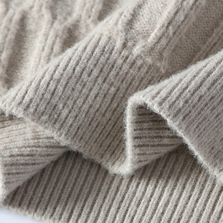 Buddha Stones Winter Black Stand Collar Lines Design Warm Men's Long Sleeve Knitted Sweater - image 7