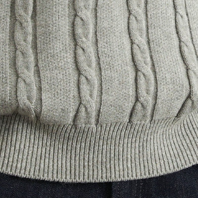 Buddha Stones Winter V-Neck Buttons Twisted Design Warm Men's Long Sleeve Knitted Sweater - image 21