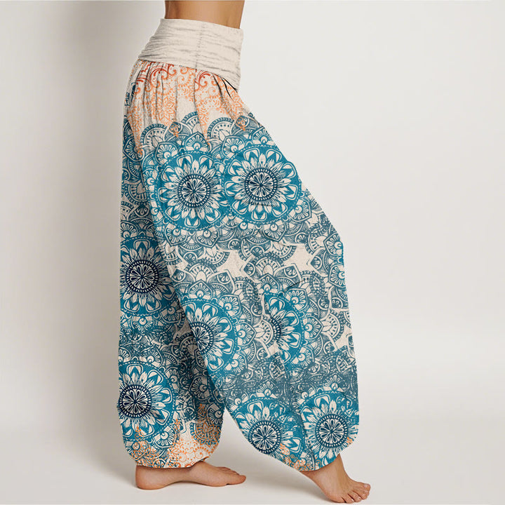 Buddha Stones Pure Cotton Triangular Mandala Patterns Women's Elastic Waist Harem Pants - image 6
