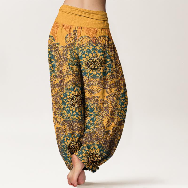 Buddha Stones Cotton Triangular Mandala Patterns Women's Elastic Waist Harem Pants - image 12
