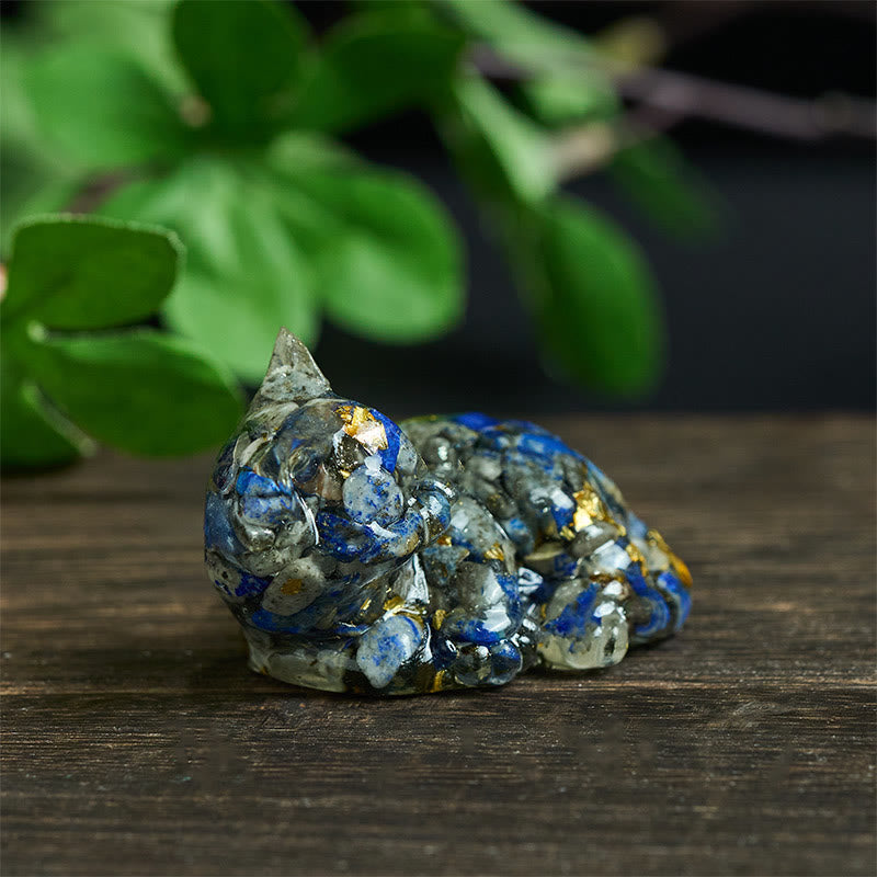 Buddha Stones Crystal Chip Epoxy Resin Small Cat Positive Decoration  - image 3