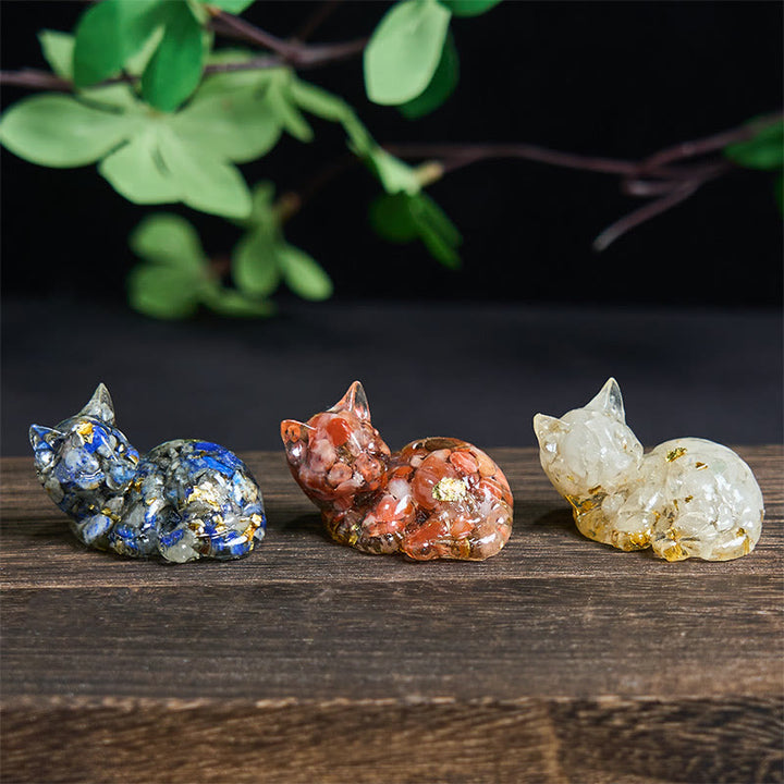 Buddha Stones Crystal Chip Epoxy Resin Small Cat Positive Decoration  - image 31