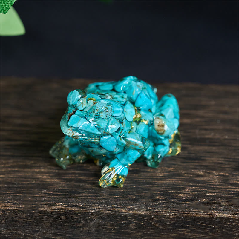Buddha Stones Crystal Drip Resin Small Frog Passion Decoration Statue - Turquoise(65*55*38mm) - image 17