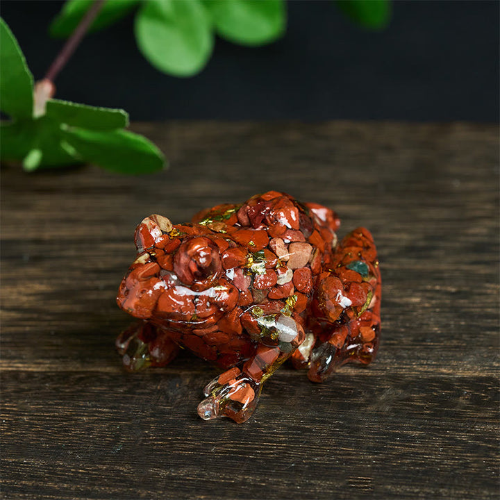 Buddha Stones Crystal Drip Resin Small Frog Passion Decoration Statue - Red Jasper(65*55*38mm) - image 0