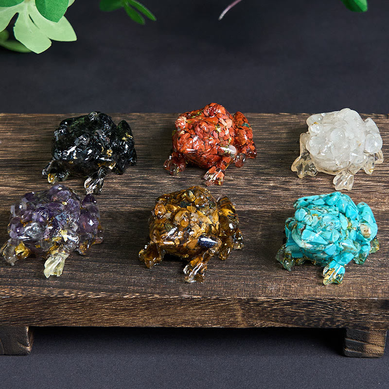 Buddha Stones Crystal Drip Resin Small Frog Passion Decoration Statue - image 37