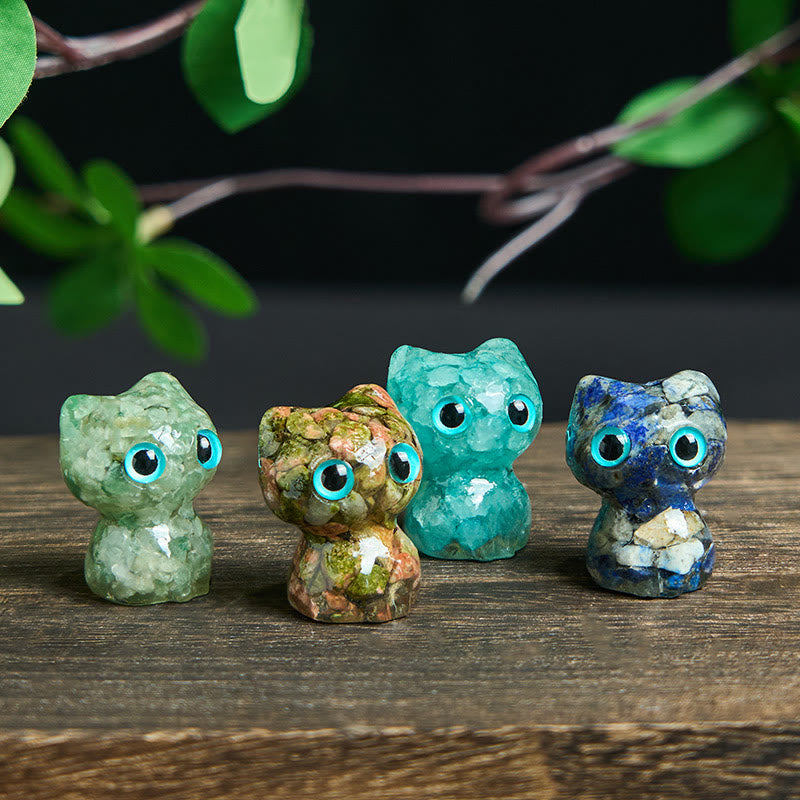 Buddha Stones Crystal Drip Resin Small Cat Purification Decoration Statue - image 25