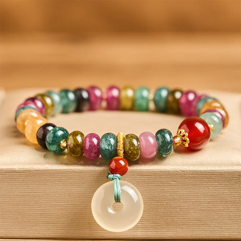 Buddha Stones Peace Buckle Tourmaline Chalcedony Love Bracelet - image 1