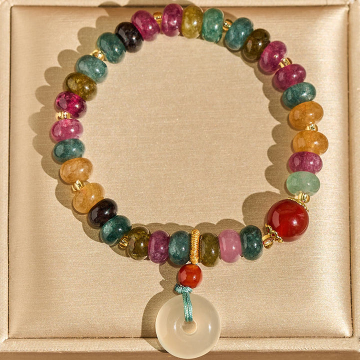 Buddha Stones Peace Buckle Tourmaline Chalcedony Love Bracelet - image 3