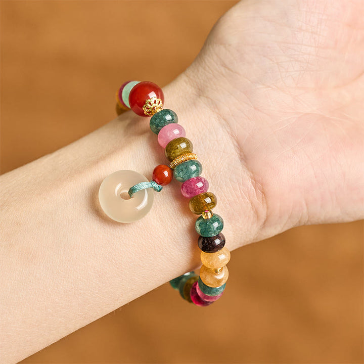 Buddha Stones Peace Buckle Tourmaline Chalcedony Love Bracelet - image 4