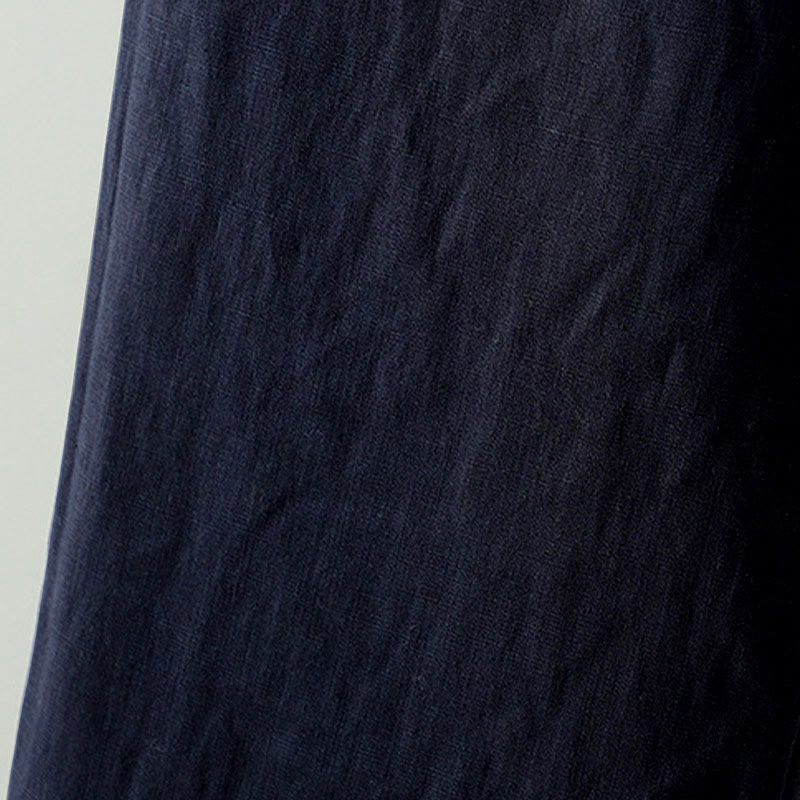 Buddha Stones Winter Contrasting Drawstring Cotton Linen Women's Wide Leg Pants With Pockets - image 4