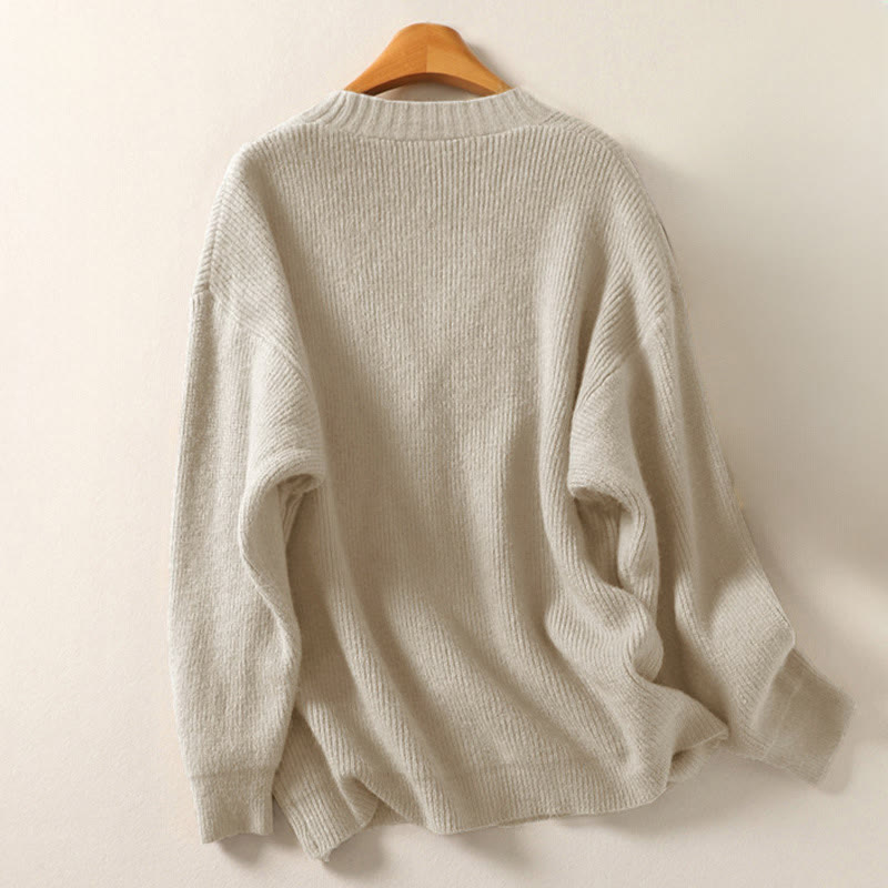 Buddha Stones Winter V-Neck Buttons Cotton Women's Long Sleeve Knitted Cardigan - image 1