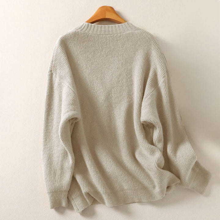 Buddha Stones Winter V-Neck Buttons Cotton Women's Long Sleeve Knitted Cardigan - image 1