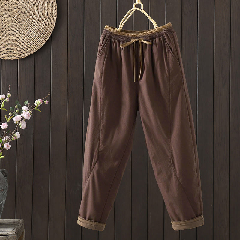 Buddha Stones Plain Cotton Women's Harem Thermal Pants With Pockets - Sienna - US8-10，UK/AU12-14，EU40-42 (2XL) - image 5