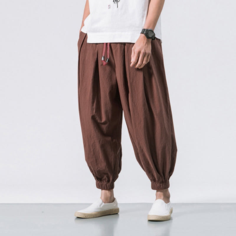 Buddha Stones Casual Sports Men's Solid Color Cotton Drawstring Pants With Pockets - image 33