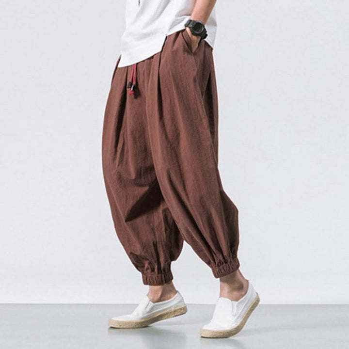 Buddha Stones Casual Sports Men's Solid Color Cotton Drawstring Pants With Pockets - image 29