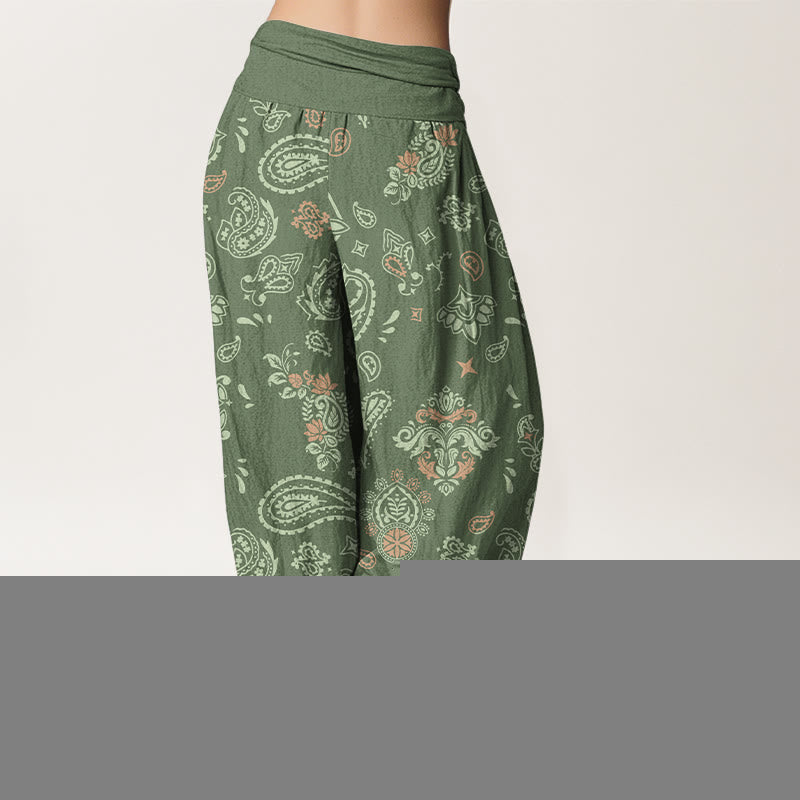 Buddha Stones Cotton Vintage Paisley Pattern Women's Elastic Waist Harem Pants - image 1