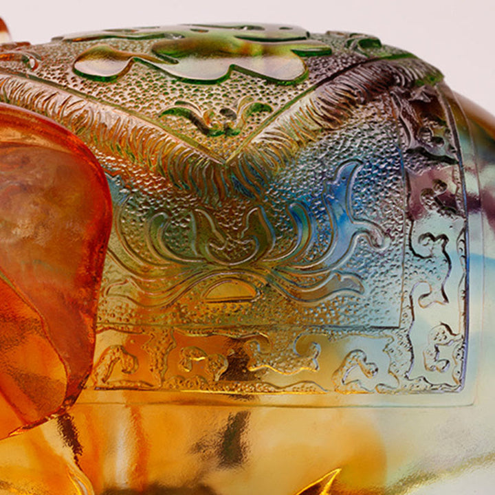 Buddha Stones Handmade Liuli Crystal Elephant Art Piece Wisdom Wealth Home Decoration - image 2