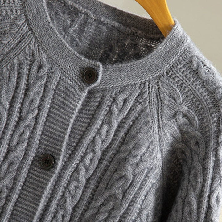 Buddha Stones Casual Winter Twisted Buttons Design Cotton Women's Long Sleeve Knitted Cardigan - image 19