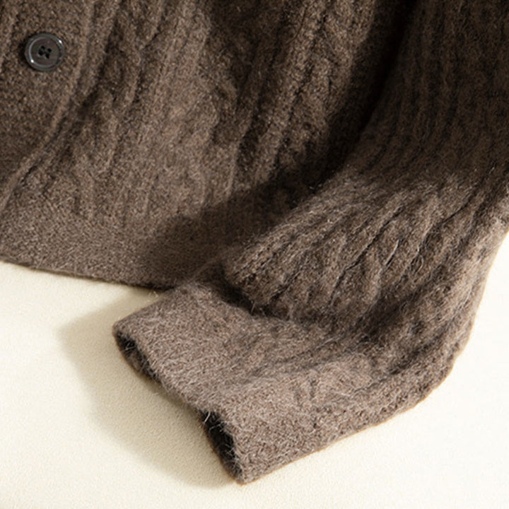 Buddha Stones Casual Winter Twisted Buttons Design Cotton Women's Long Sleeve Knitted Cardigan - image 9