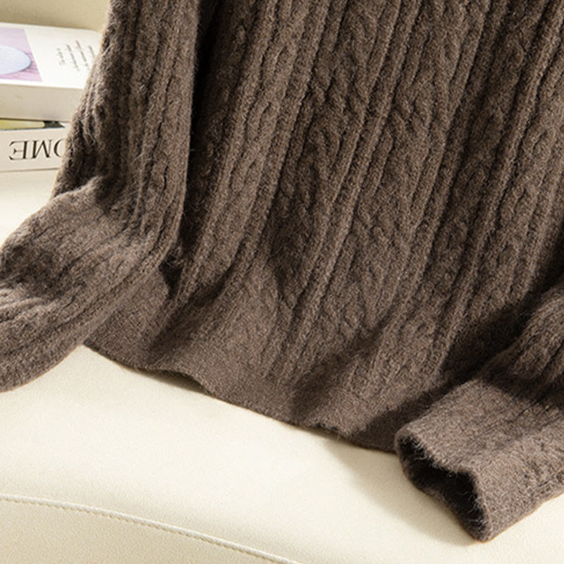 Buddha Stones Casual Winter Twisted Buttons Design Cotton Women's Long Sleeve Knitted Cardigan - image 7