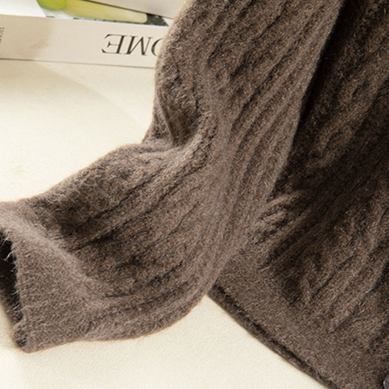 Buddha Stones Casual Winter Twisted Buttons Design Cotton Women's Long Sleeve Knitted Cardigan - image 8