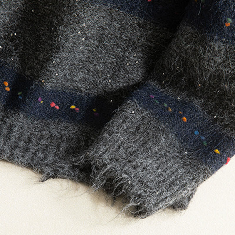 Buddha Stones Winter Stripes Pattern Crew Neck Long Sleeve Women's Cotton Sweater - image 29