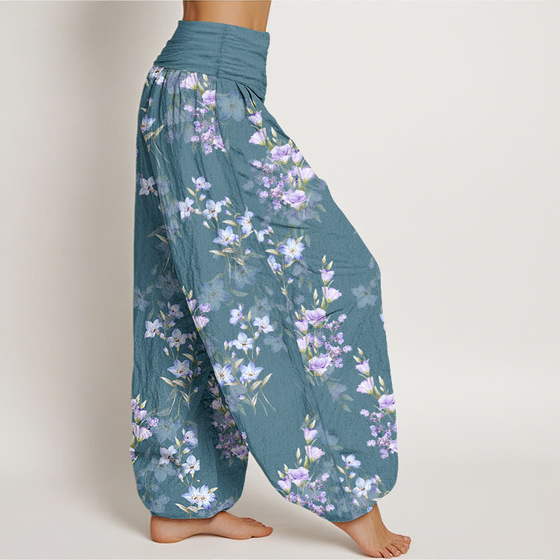 Buddha Stones Cotton Star Shaped Trumpet Shaped Flowers Pattern Women's Elastic Waist Harem Pants - image 7