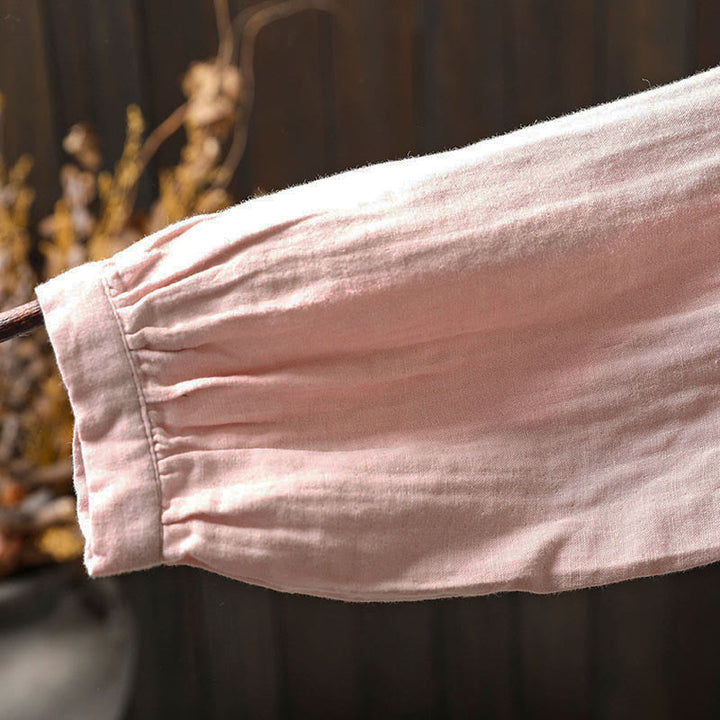 Buddha Stones Spring Fall Lace Collar Button Down Long Sleeve Women's Cotton Shirt - image 13