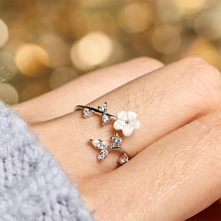 Buddha Stones 925 Sterling Silver White Flower Design Adjustable Blessing Ring - image 13