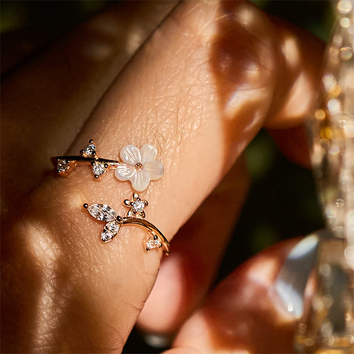 Buddha Stones 925 Sterling Silver White Flower Design Adjustable Blessing Ring - image 6