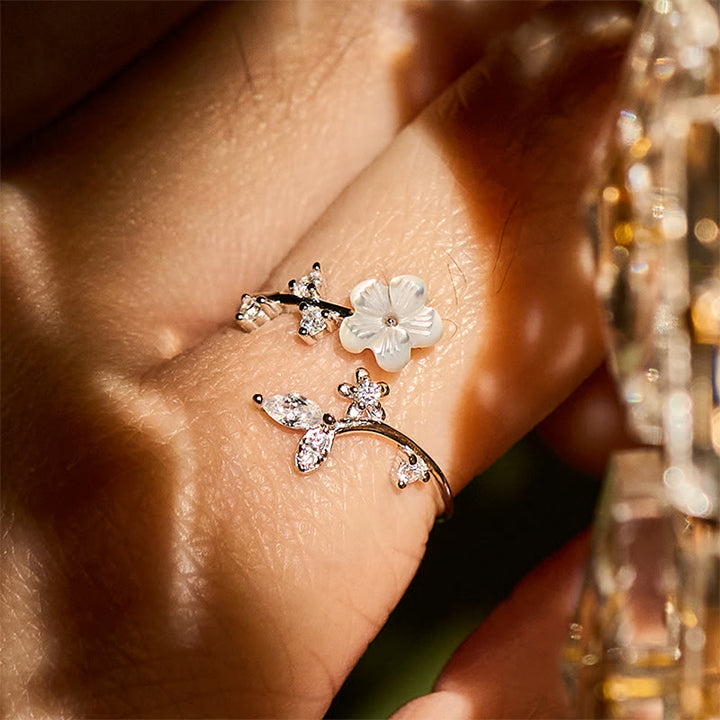 Buddha Stones 925 Sterling Silver White Flower Design Adjustable Blessing Ring - image 16