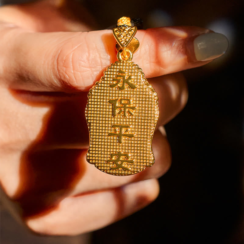 Buddha Stones 24k Gold Plated Brass Buddha Symbol Braided Cord Serenity Necklace Pendant - image 3