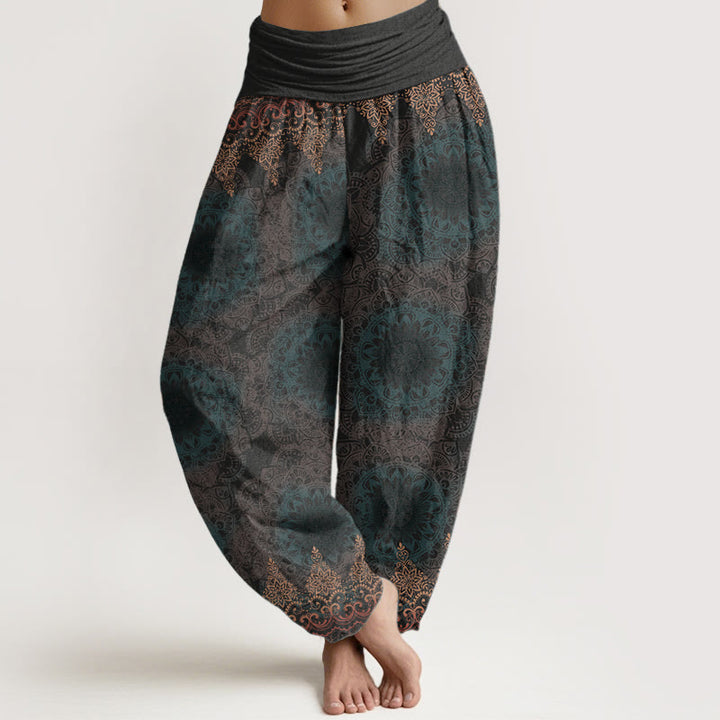 Buddha Stones Cotton Triangular Mandala Patterns Women's Elastic Waist Harem Pants - DimGray - US22，UK/AU26，EU54 (6XL) - image 13
