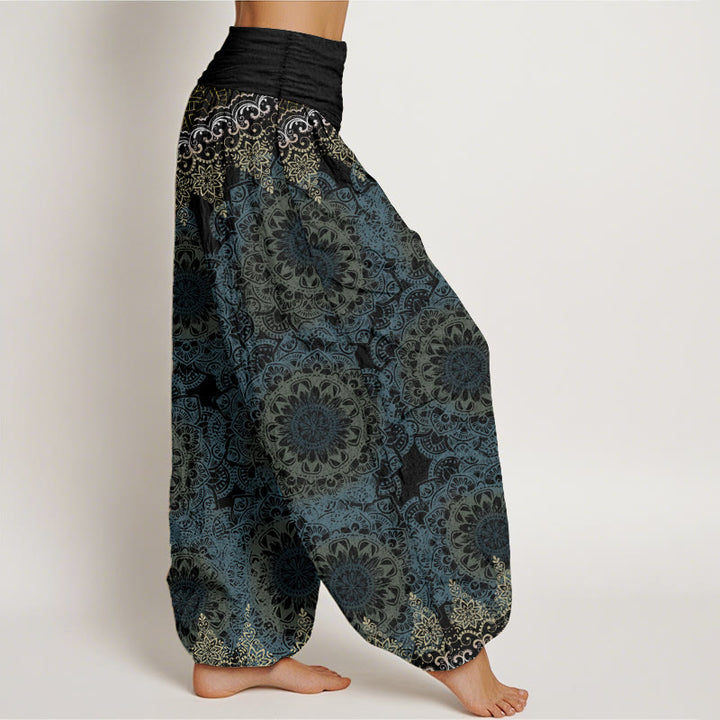Buddha Stones Cotton Triangular Mandala Patterns Women's Elastic Waist Harem Pants - image 17