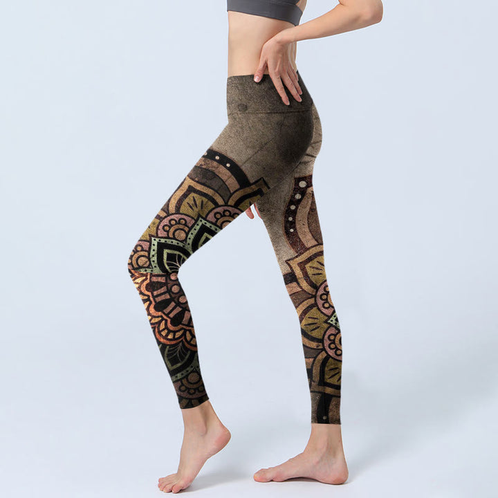 Buddha Stones Mandala Print Design Gym Leggings Women's Yoga Pants - image 2