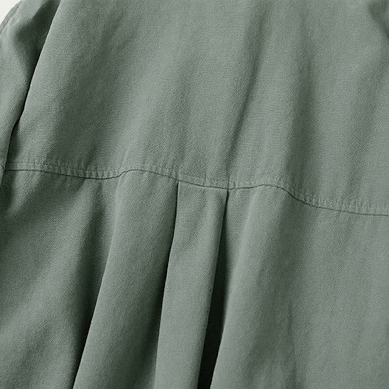 Buddha Stones Casual Buttons Design Women's Stand Collar Long Sleeve Cotton Shirt - image 2