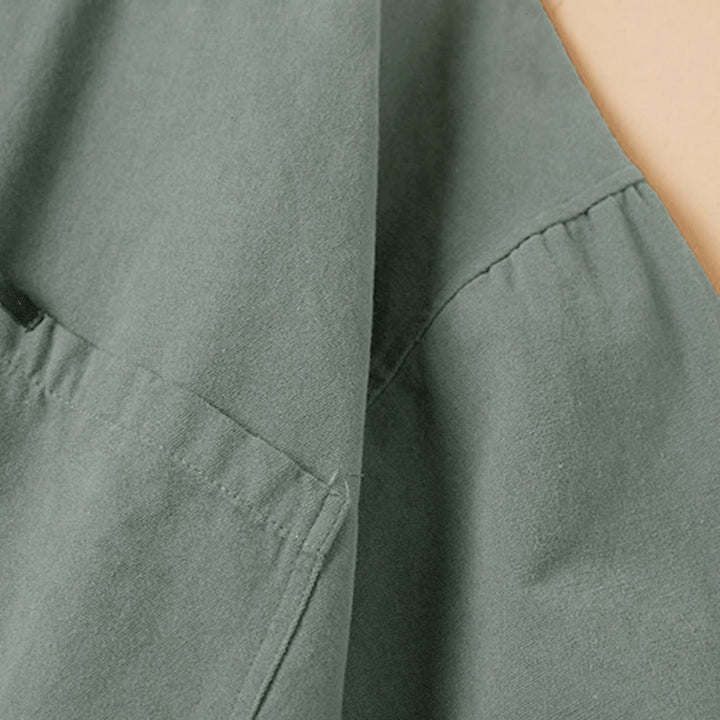 Buddha Stones Casual Buttons Design Women's Stand Collar Long Sleeve Cotton Shirt - image 3