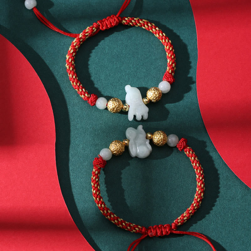 Buddha Stones Chinese Zodiac Jade Silver Beads Year Of The Horse Red String Luck Bracelet - image 24