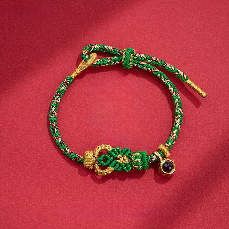 Buddha Stones String Projection Stone Hand-woven Buddha Knots Connection Bracelet - Green(Wrist Circumference: 14-23 cm) - image 6