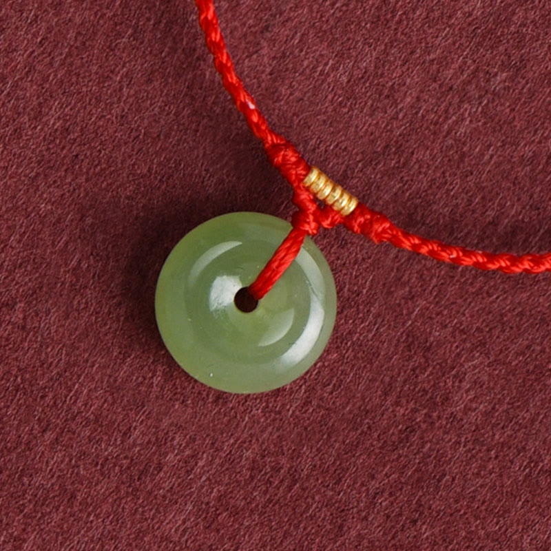 Buddha Stones Natural Hetian Jade Peace Buckle String Abundance Bracelet Anklet - image 3