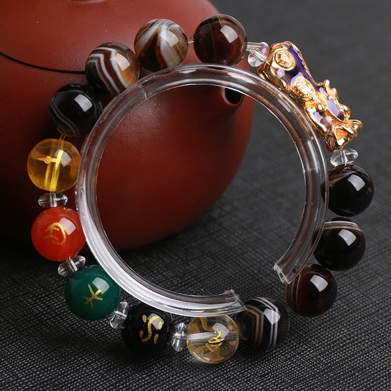 Buddha Stones Sardonyx Beads Five Elements Change Color Pi Xiu Positive Bracelet - image 9