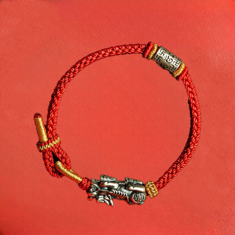 Buddha Stones 925 Sterling Silver Pixiu Om Mani Padme Hum Protection String Bracelet - image 10