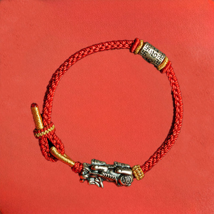 Buddha Stones 925 Sterling Silver Pixiu Om Mani Padme Hum Protection String Bracelet - image 10