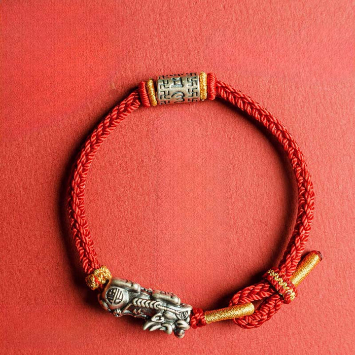 Buddha Stones 925 Sterling Silver Pixiu Om Mani Padme Hum Protection String Bracelet - image 4