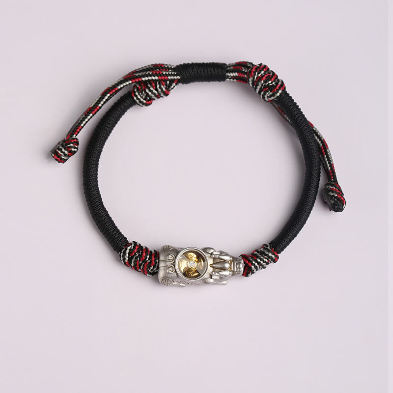 Buddha Stones Pi Xiu Wealth Luck Hand-woven Rope Bracelet - Black Red Rope(Wrist Circumference:14-24cm) - image 6