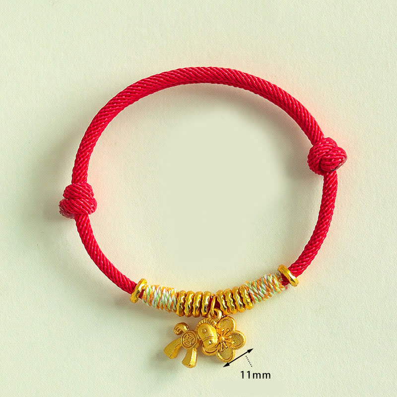 Buddha Stones Year Of The Horse Flower Charm Red String Connection Handmade Bracelet - image 3