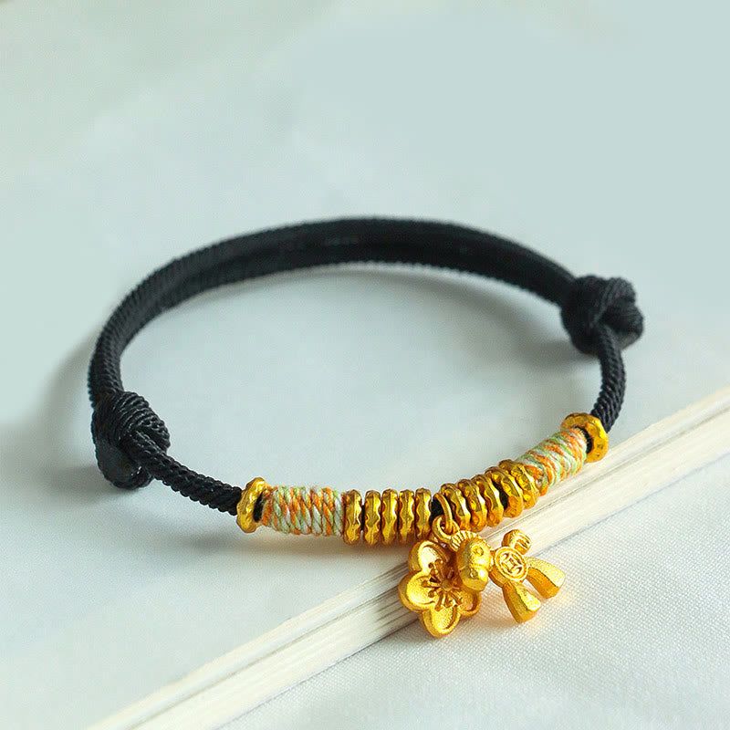 Buddha Stones Year Of The Horse Flower Charm Red String Connection Handmade Bracelet - image 13