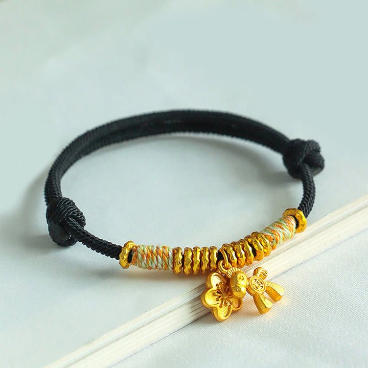 Buddha Stones Year Of The Horse Flower Charm Red String Connection Handmade Bracelet - image 13